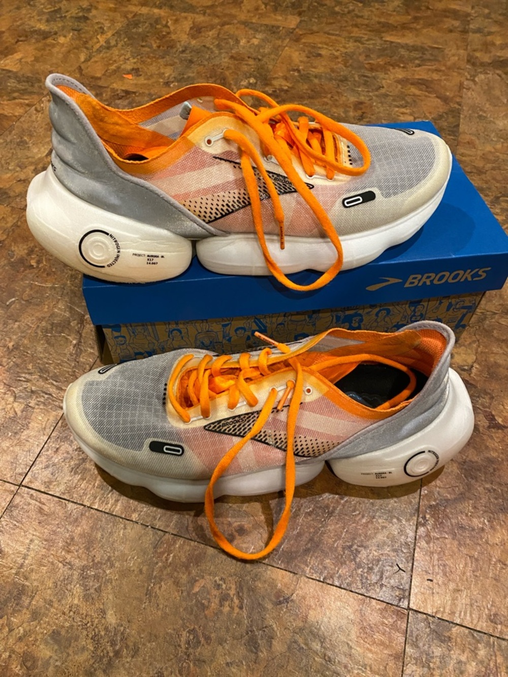 Brooks Aurora BL Running Sneakers in Orange & Gray with White Sole